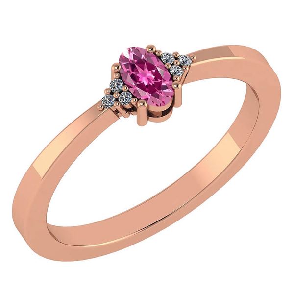 Certified 0.24 CTW Pink Tourmaline And Diamond 14k Rose