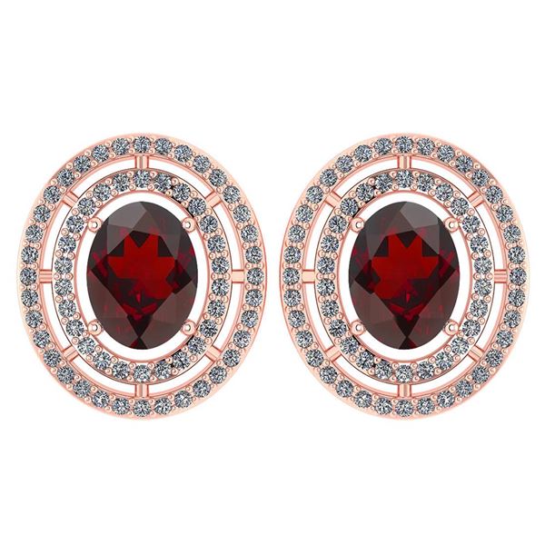 Certified 3.12 CTW Garnet And Diamond 14k Rose Gold Hal
