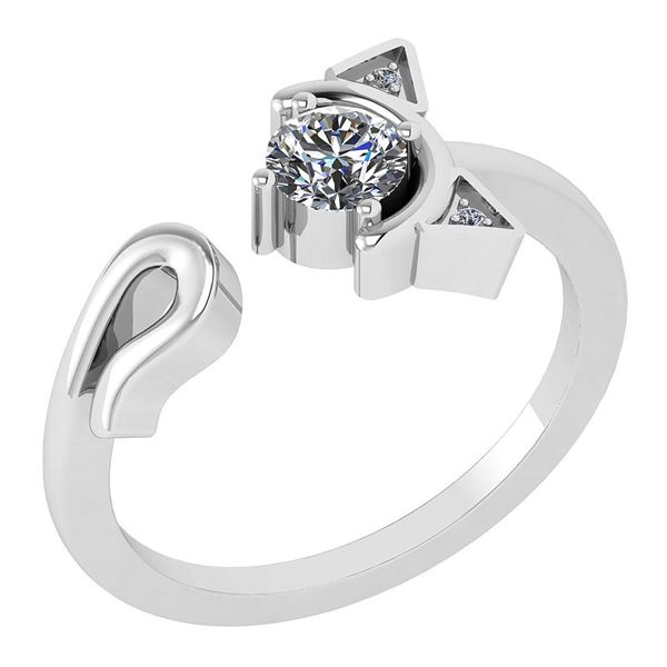 Certified 0.37 Ctw Diamond Cat Style Ring 14K White Gol