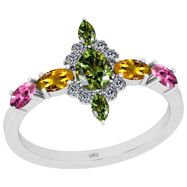 Certified 1.56 Ctw I2/I3 Multi Stone And Diamond 14K Wh