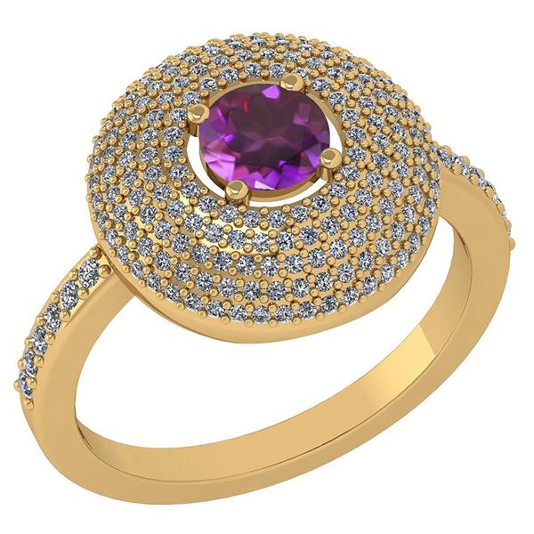 Certified 0.99 CTW Amethyst And Diamond 14k Yellow Gold