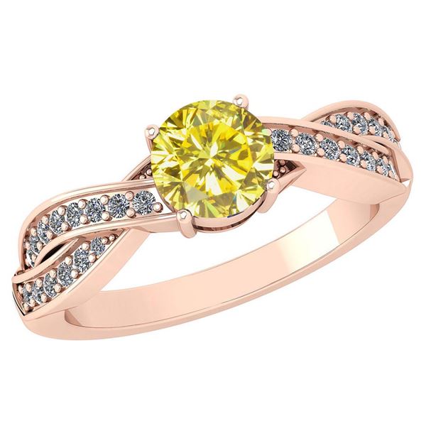 Certified 1.05 Ctw Treated Fancy Yellow Diamond And Whi