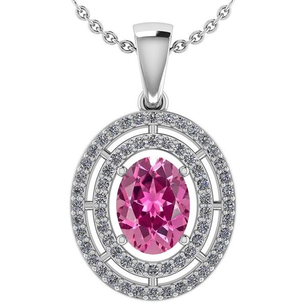 Certified 1.56 Ctw Pink Tourmaline And Diamond 18K Whit