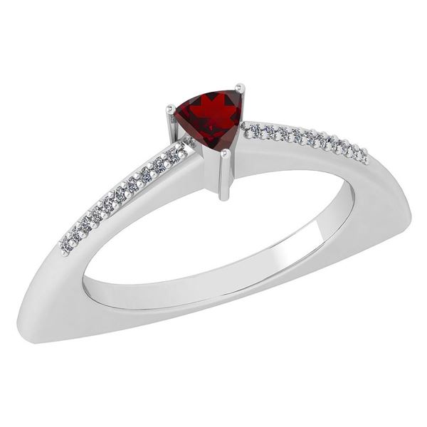 Certified 0.35 Ctw Garnet And Diamond 14k White Gold Ha