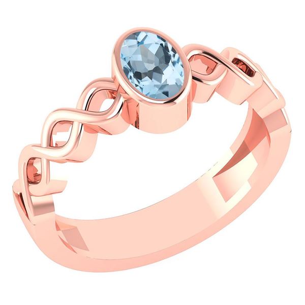 Certified 0.50Ctw Genuine Aquamarine14K Rose Gold