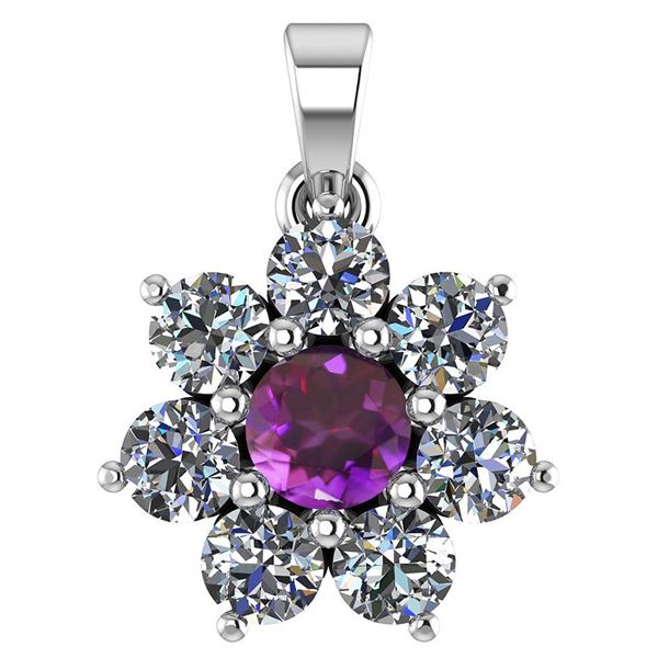 Certified 0.93 Ctw Amethyst And Diamond 18K White Gold