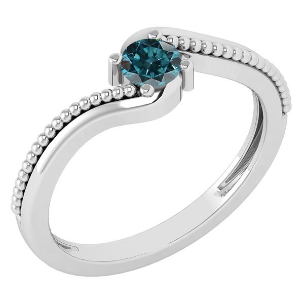 Certified 0.50 Ctw Treated Fancy Blue Diamond 14K White
