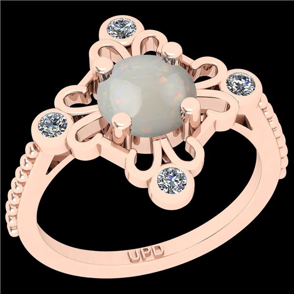 Certified 0.43 Ctw I2/I3 Opal And Diamond 10K Rose Gold