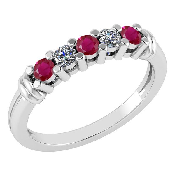 Certified 0.39 Ctw Ruby And Diamond 18K White Gold Halo
