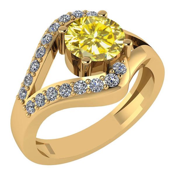 Certified 1.04Ctw Treated Fancy Yellow Diamond And Whit