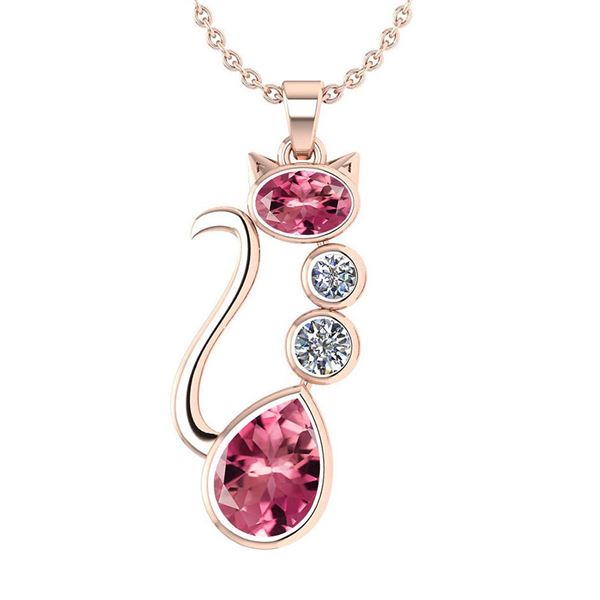 Certified 2.67 Ctw Pink Tourmaline And Diamond 14K Rose