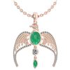 Image 1 : Certified 3.41 Ctw Emerlad And Diamond Eagle Necklace F