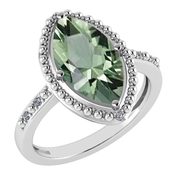 Certified 1.58 Ctw Green Amethyst And Diamond VS/SI1 Ri