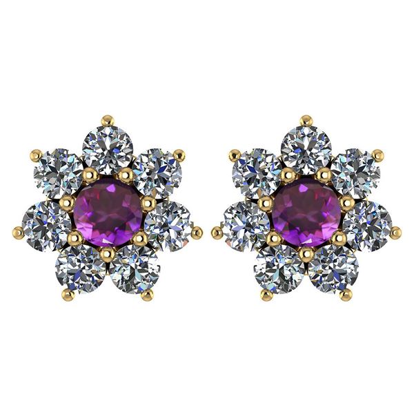 Certified 1.86 Ctw Amethyst And Diamond 14k Yellow Gold
