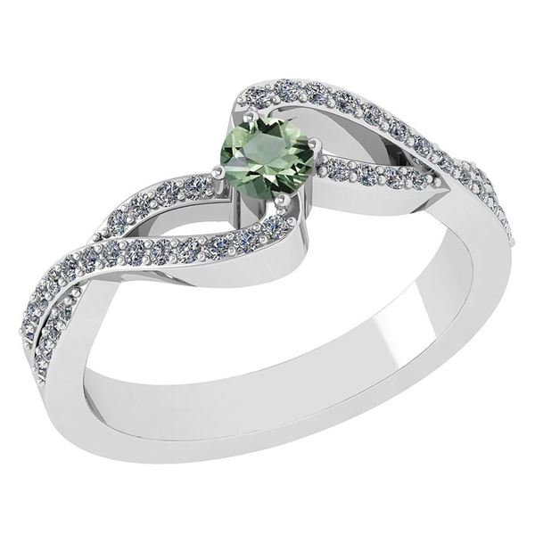 Certified 0.61 CTW Green Amethyst And Diamond 14k White