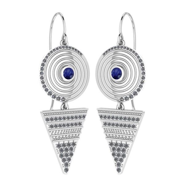 Certified 0.81 Ctw Blue Sapphire And Diamond VS/SI1 Wir