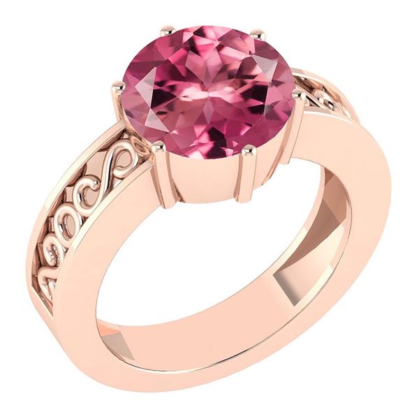 Certified 1.25 Ctw Pink Tourmaline Solitaire Ring with