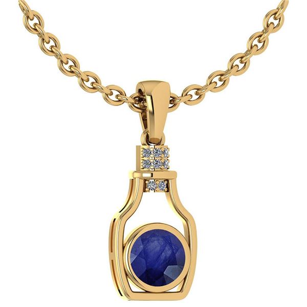 Certified 1.36 Ctw Blue Sapphire And Diamond bottle Nec