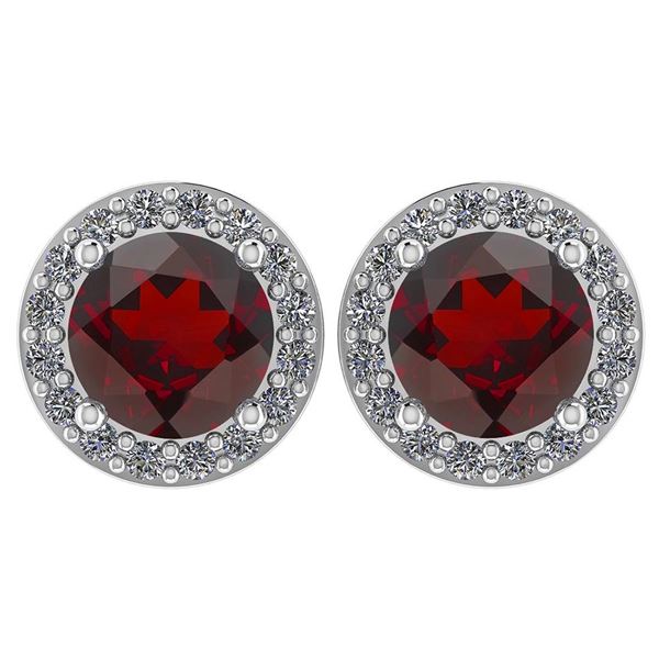Certified 1.06 Ctw Garnet And Diamond 18K White Gold Ha
