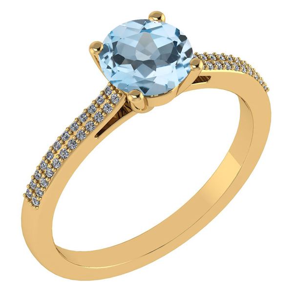 Certified 1.37 Ctw Aquamarine And Diamond 14k Yellow Go