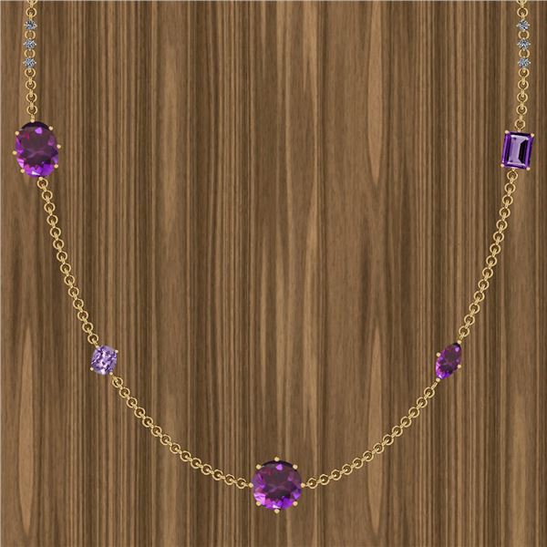 Certified 85.83 Ctw Amethyst And Diamond I2/I3 14K Yell