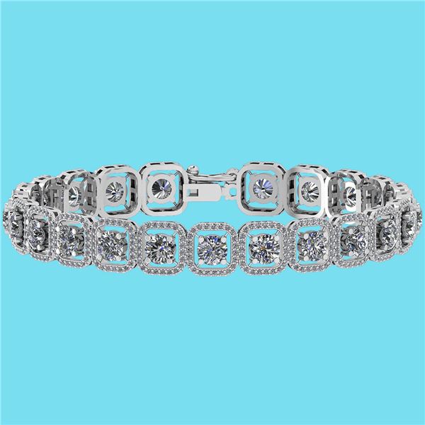 Certified 14.14 Ctw Diamond SI2/I1 14K White Gold Halo