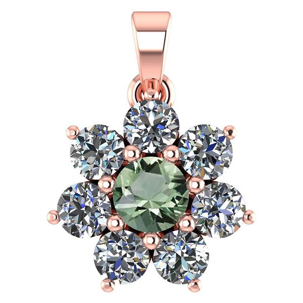 Certified 0.93 Ctw Green Amethyst And Diamond 14k Rose