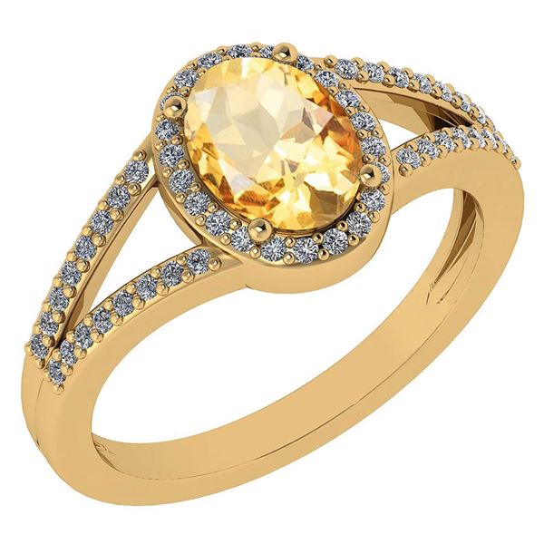Certified 1.52 Ctw Citrine And Diamond 14k Yellow Gold