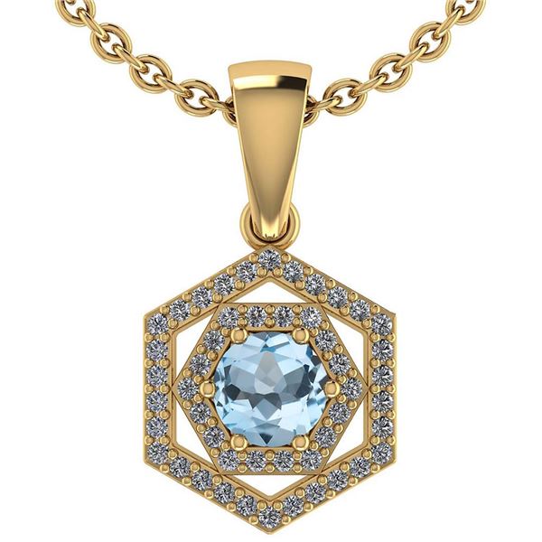 Certified 0.69 Ctw Aquamarine And Diamond 18K Yellow Go