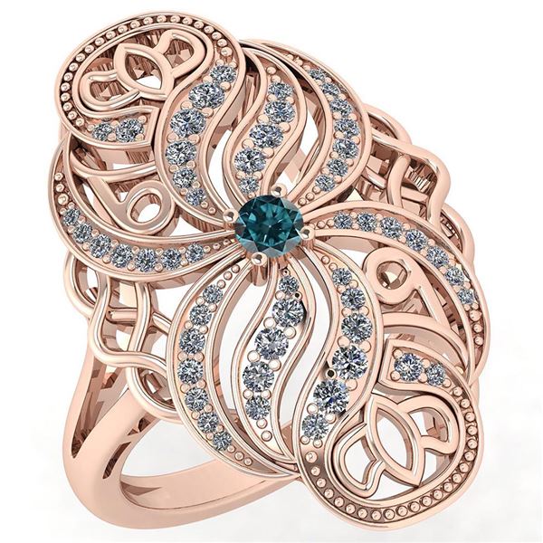 Certified 0.59 Ctw Treated Fancy Blue Diamond And White