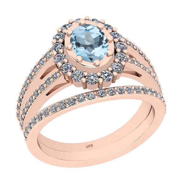 Certified 1.59 Ctw I2/I3 Blue Topaz And Diamond 14K Ros