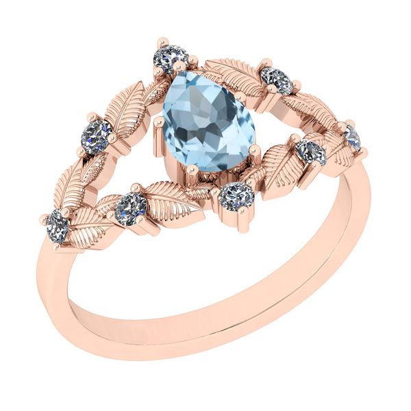 Certified 0.78 Ctw I2/I3 Blue Topaz And Diamond 10K Ros