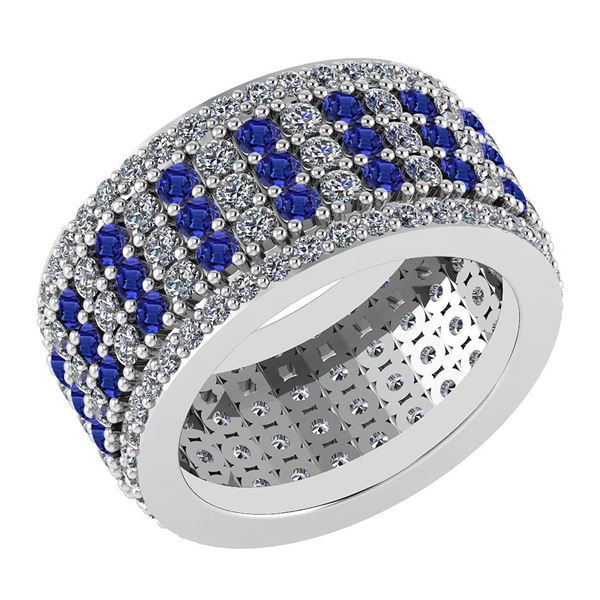 Certified 3.36 Ctw Blue Sapphire And Diamond 14k Yellow