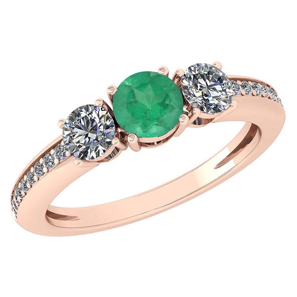 Certified 1.06 Ctw Emerlad And Diamond Wedding/Engageme