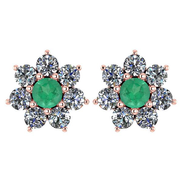 Certified 1.86 Ctw Emerald And Diamond 14k Rose Gold Ha