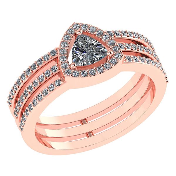 Certified 0.91 Ctw Diamond 14k Rose Gold Halo Anniversa