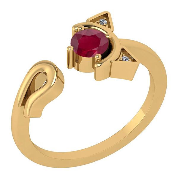 Certified 0.46 Ctw Ruby And Diamond VS/SI1 Halo Ring 14
