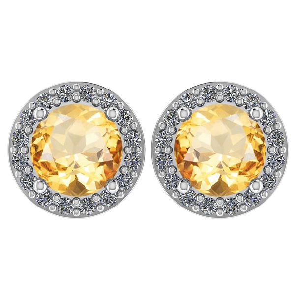 Certified 1.6 Ctw Citrine And Diamond 14k White Gold Ha