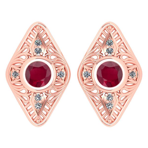 Certified 1.46 Ctw Ruby And Diamond 18k Rose Gold Halo