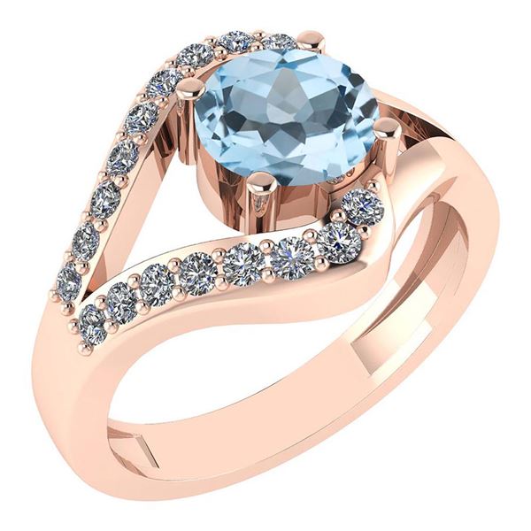 Certified 1.07 Ctw Blue Topaz And White Diamond VS/SI1