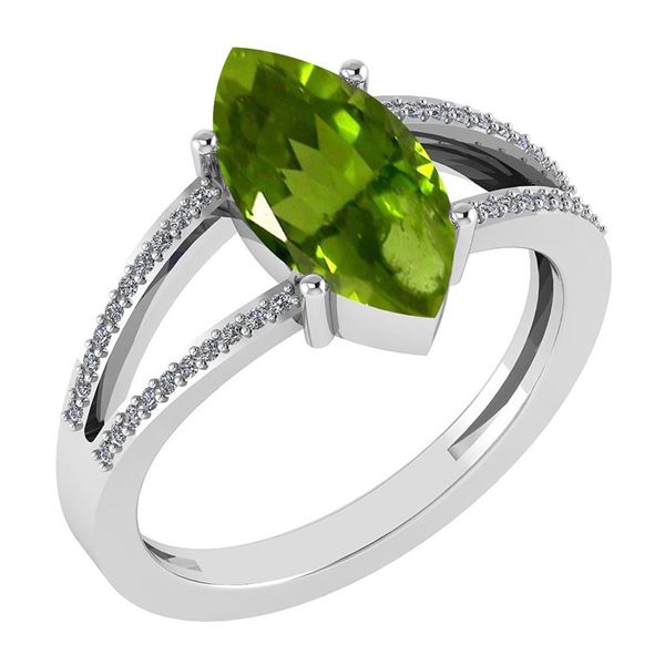Certified 2.20 Ctw Peridot And Diamond VS/SI1 Ring 14k