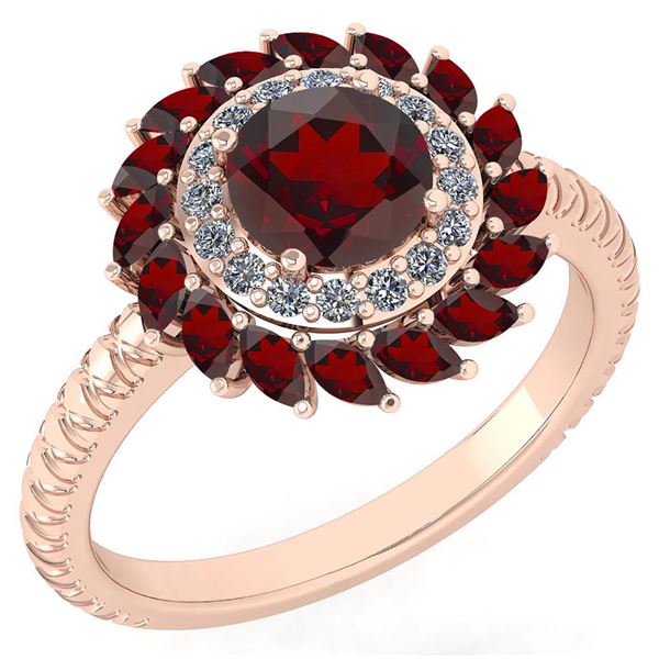 Certified 2.40 Ctw Garnet And Diamond VS/SI1 Halo Ring