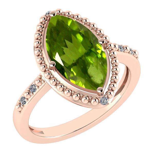 Certified 1.58 Ctw Peridot And Diamond VS/SI1 Ring 14k