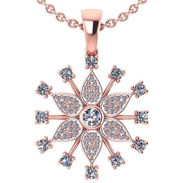 Certified 0.71 Ctw Diamond 14k Rose Gold Halo Stud Pend