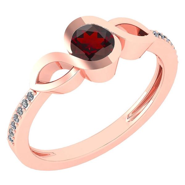 Certified 0.52 Ctw Garnet And Diamond 18K Rose Gold Rin