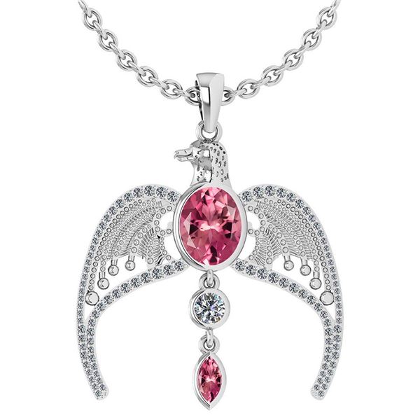Certified 3.41 Ctw Pink Tourmaline And Diamond Eagle Ne