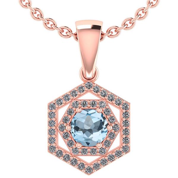 Certified 0.69 Ctw Aquamarine And Diamond 18K Rose Gold
