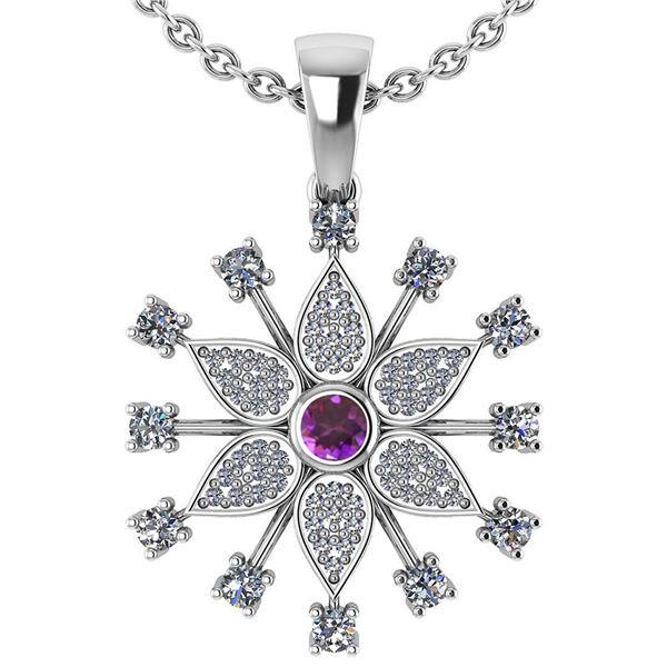 Certified 0.71 Ctw Amethyst And Diamond Platinum Gold H