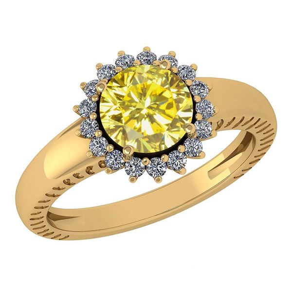 Certified 1.48 Ctw Treated Fancy Yellow Diamond And Whi