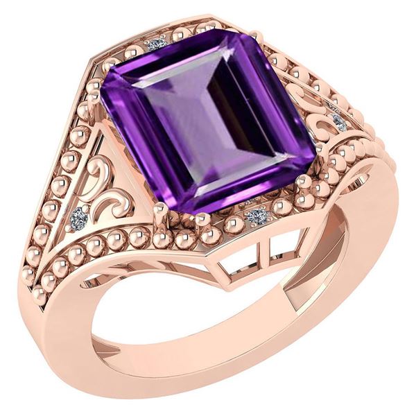 Certified 6.04 Ctw Amethyst And Diamond VS/SI1 Ring 14K